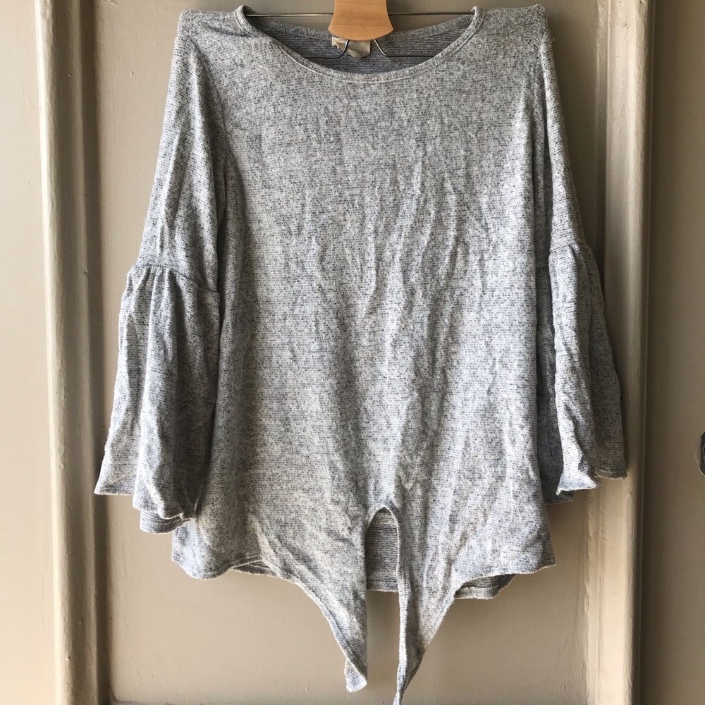 🆕 billow sleeves front tie sweater